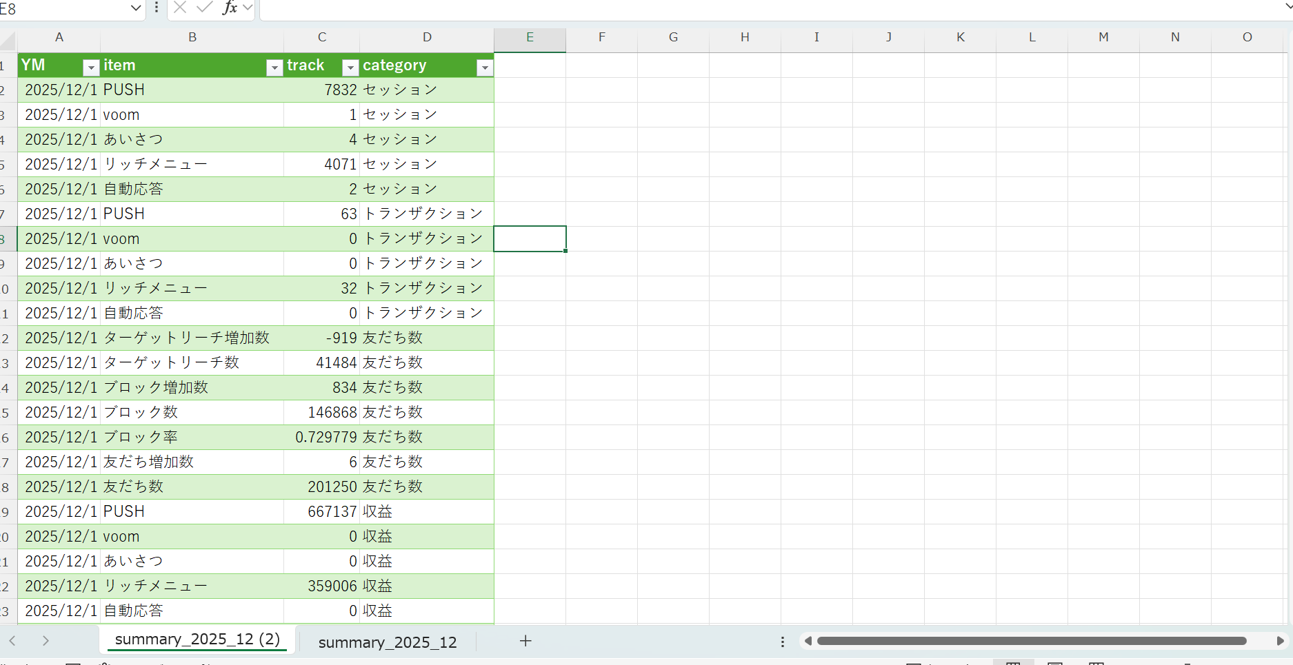 集計データCSVダウンロード